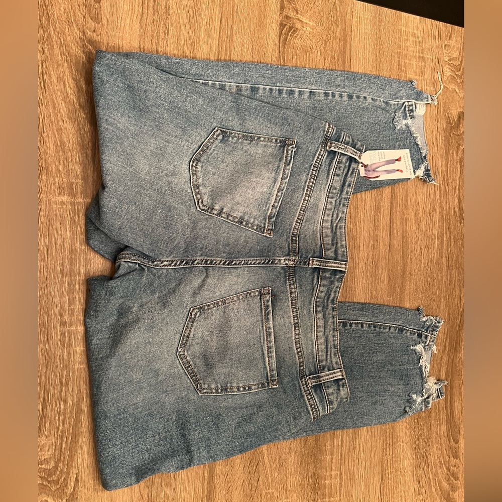 NWT Blue Denim Jeans, distressed hem, 14 - Picture 4 of 5